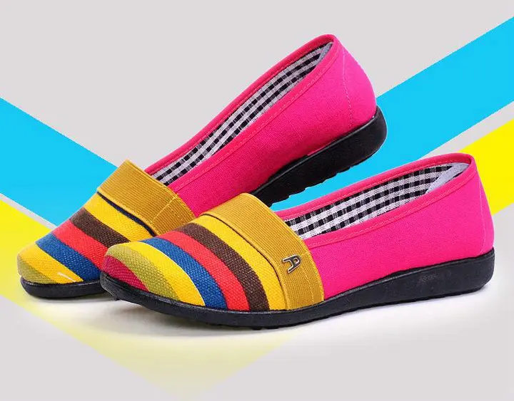 Г., новая модная летняя обувь для мам женская повседневная обувь на плоской подошве с мелким носком в полоску дышащие легкие Парусиновые лоферы, shoesQA-42