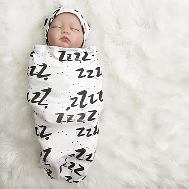Для новорожденных с надписью модная одежда милые органического хлопка Одеяло спальный мешок коляска Обёрточная бумага