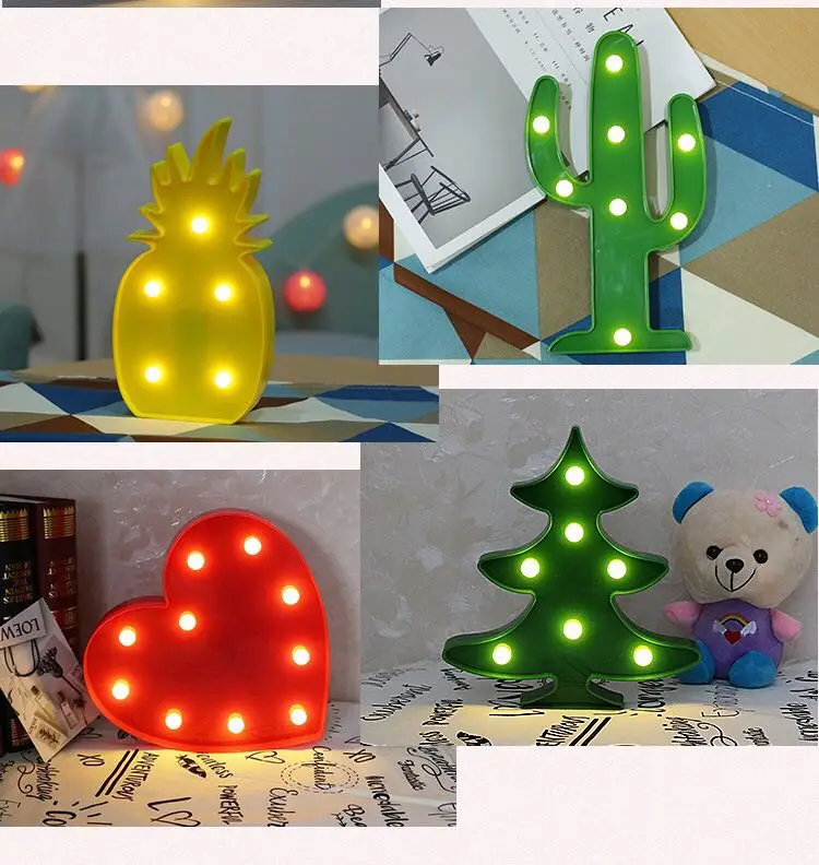 СВЕТОДИОДНЫЙ Светильник-ночник с изображением единорога, звезды, фламинго, ананаса, снежинок, короны, кокосовой пальмы, вечерние украшения для дома, 3D настольная лампа