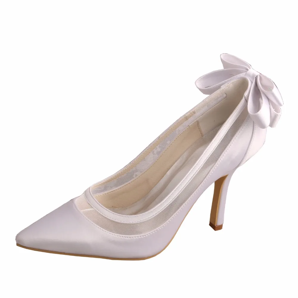 Venus lure Custom Handmade Pointed Toe High Heels Ivory Satin Bridal Wedding Shoes Dropshipping