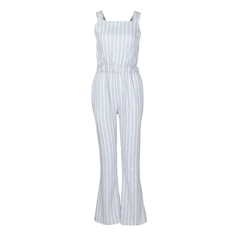 Fashion summer jumpsuit woman 2018 Sleeveless Stripe Jumpsuits Loose Playsuit Long Wide leg Trouser pantaloni siamesi A02#N (5)
