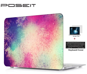 

New Color print plastic hard shell Case+Keyboard Cover +Screen Film For Macbook Pro Retina Air 11 13 Touch Bar 11 12 13 15 inch