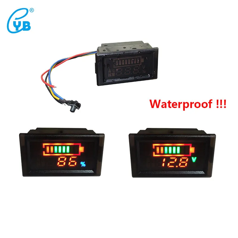 YB28VE W Waterproof Electricity and Voltage Dual Meter Tester Battery
