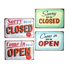 Open Closed Signs Coffee Decoration Tin Plate Pub Retro Decorative Bar Club Garage Decoration Home Decor 20x30 cm