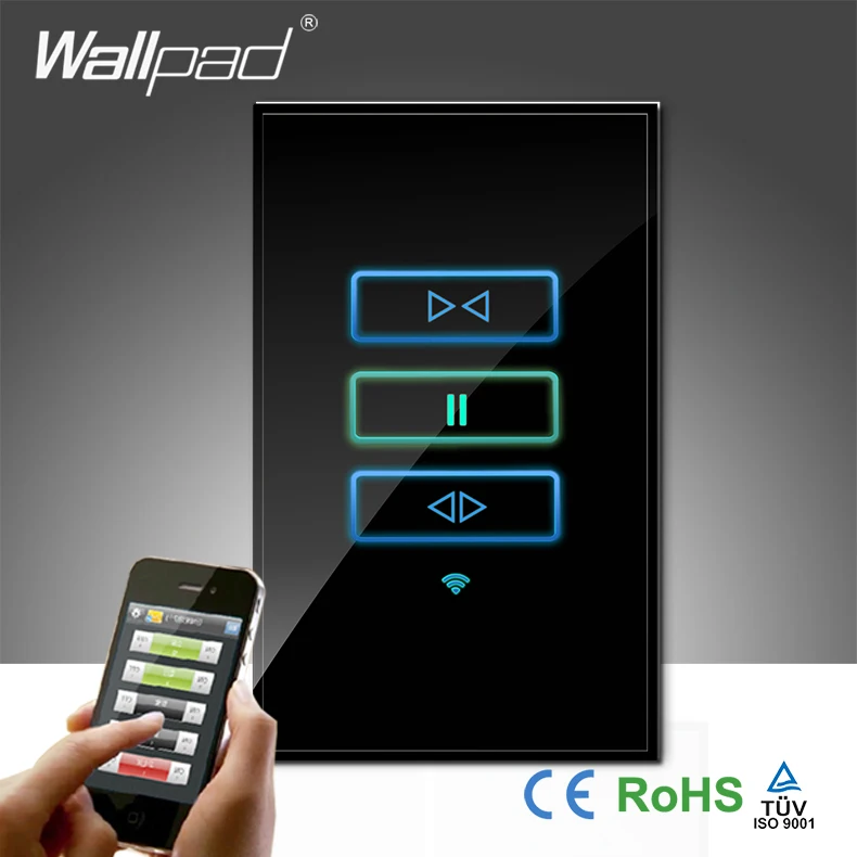 Высококлассный Wallpad черное стекло AU US 120 110 ~ 250 В 3 банды беспроводной Wifi Пульт