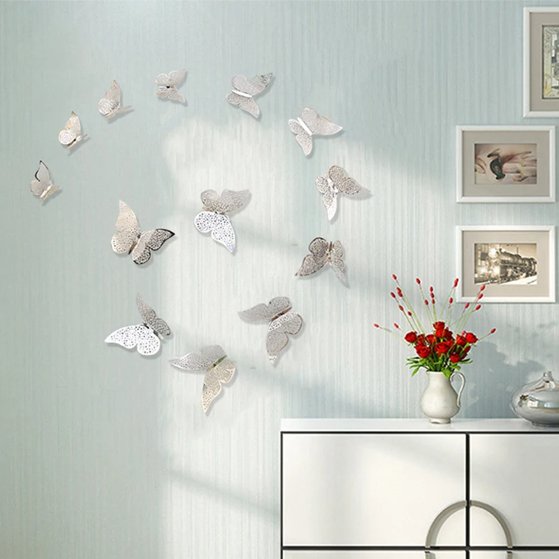 12pcs/set 3D Metallic Feel Hollow Butterflies Wall Stickers Kids Rooms Home Decor Wall Decals Party Wedding Decoration Art Mural 12pcs/set 3D Metallic Feel Hollow Butterflies Wall Stickers Kids Rooms Home Decor Wall Decals Party Wedding Decoration Art Mural