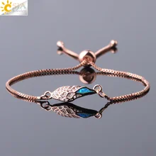 CSJA розовое золото серебро цвет цепи и звенья браслеты опал кубические крылья из циркона регулируемый браслет Женская мода Ювелирные изделия Подарки F797