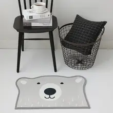 36*56 см мультяшный серый коврик "медведь" декоративный, плюшевый коврик для спальни, противоскользящий ковер, украшение для дома