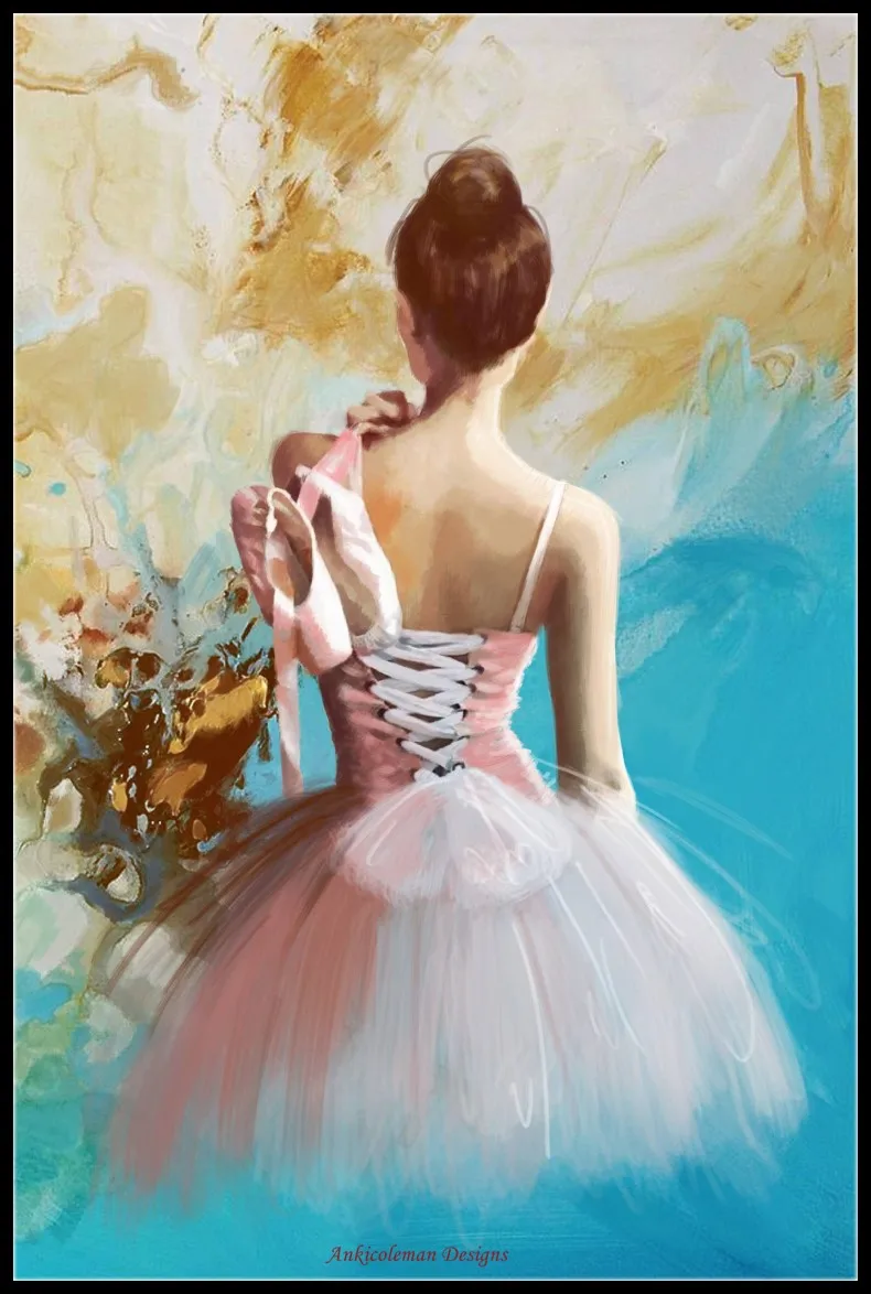 

Counted Cross Stitch Kits Needlework Embroidery - Crafts 14 ct Aida DMC Color DIY Arts Handmade Home Decor - Ballerina's Back