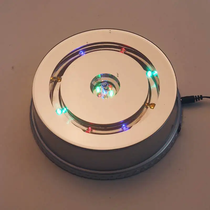

AC plug 3D LED Lamp Base Anti Slip Rotating Display Stand Lamp Holder Bases Silver ABS Material 220V