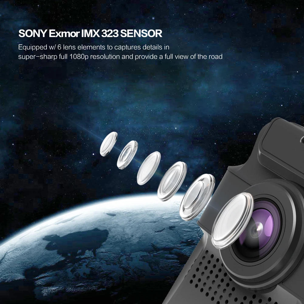 Azdome GS65H мини двойной объектив автомобиля dvr камера 1080P Full HD тире Cam Novatek 96655 видео