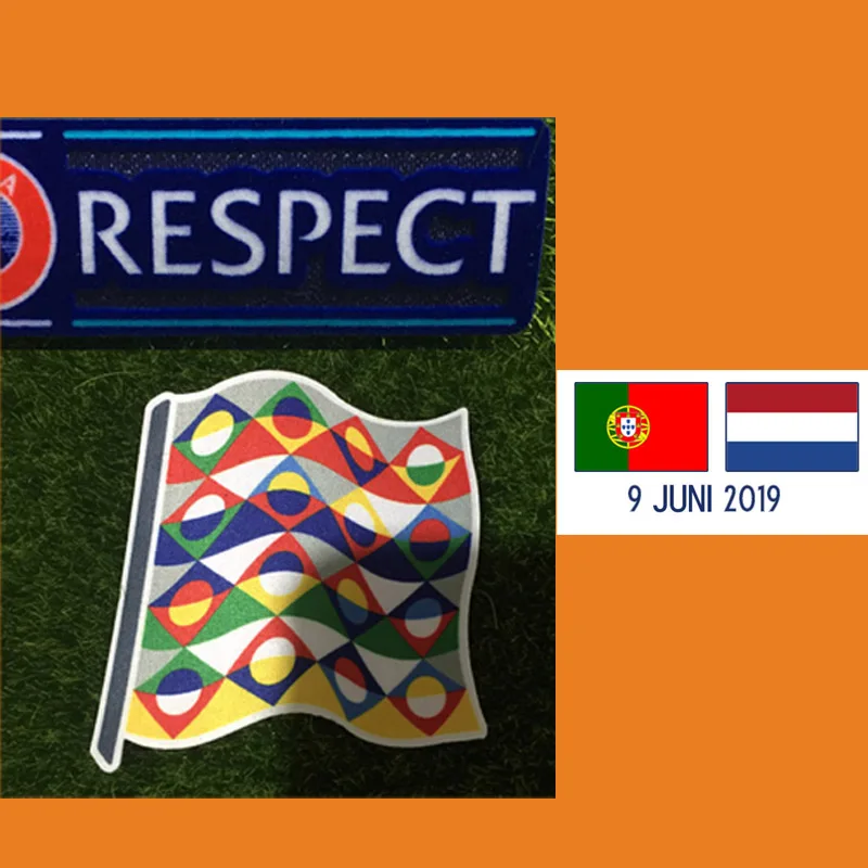 

2019 Nations League Final Netherlands Match Details Holland Vs Portugal Respect Badge Soccer Patch Heat Transfer Badge