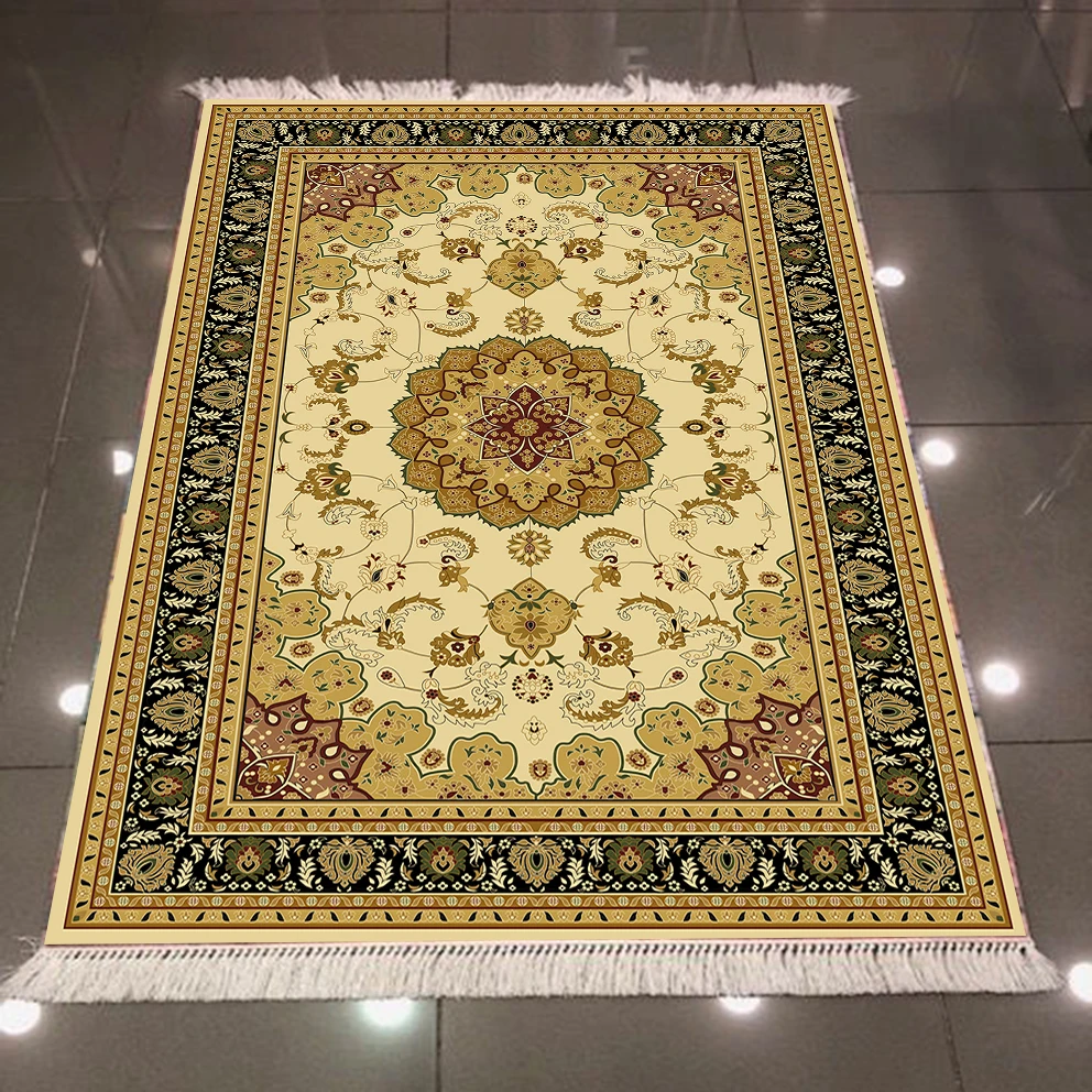 Else персидские Аутентичные этнические коричневые красные черные цветы 3d противоскользящее микроволокно обратно моющиеся декоративные килим области ковер