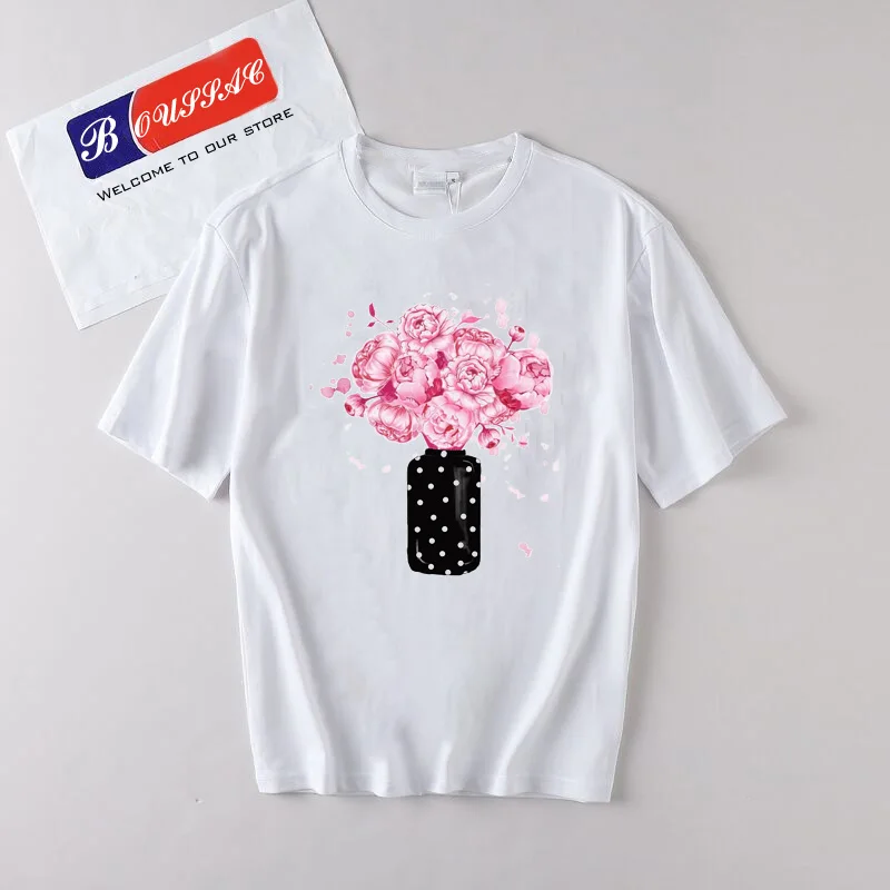 

Vogue Style Flowers Perfume T Shirt women Summer Harajuku Top Quality Cute Tops Tee Casual Streetwear Floral koszulki damskie