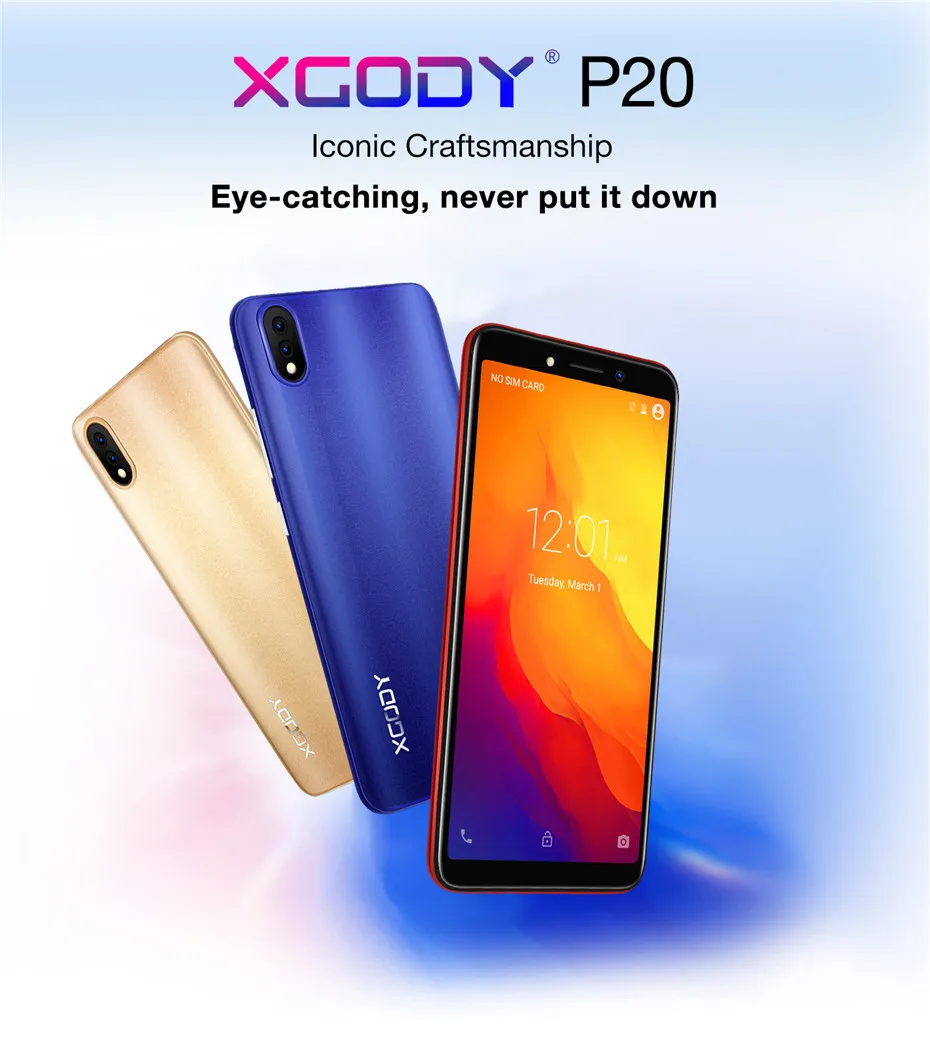 XGODY P20 3g 5,5 дюймовый смартфон 18:9 полный Экран мобильный телефон Android 8,1 2 GB 16 GB MTK6580 4 ядра 5MP gps телефоны Celular