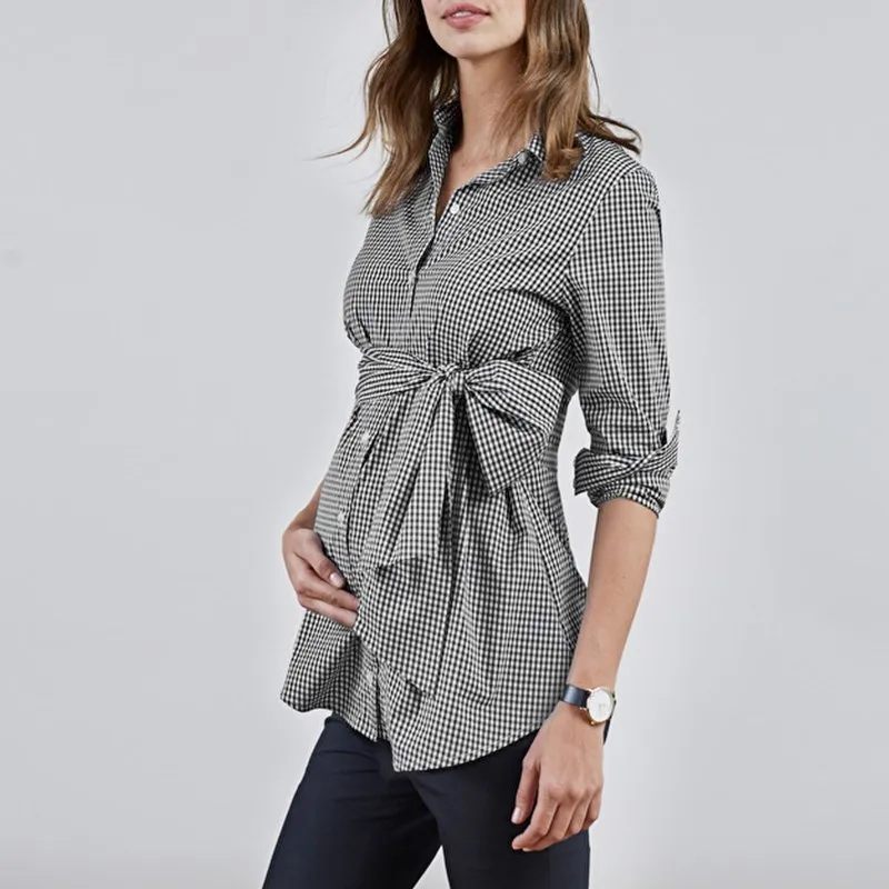 Maternity Clothings 2018 Spring Summer Pregnancy Women Plaid Shirts Lapel Long Sleeve Blouse Casual Office OL Tops Plus Size Maternity Clothings 2018 Spring Summer Pregnancy Women Plaid Shirts Lapel Long Sleeve Blouse Casual Office OL Tops Plus Size