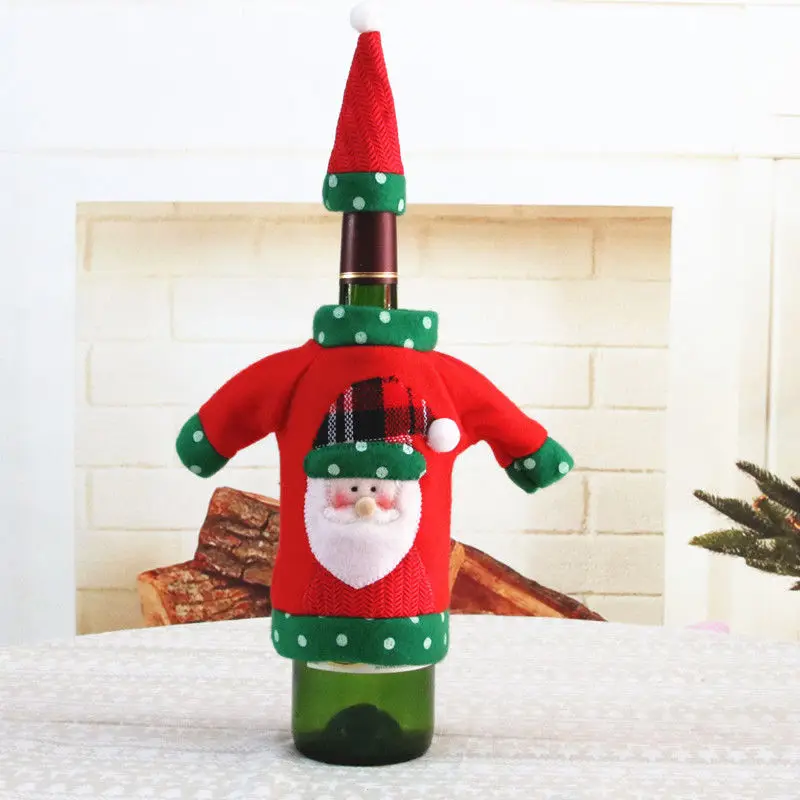 Рождество крышку бутылки вина Bag Hot милый снеговик Санта Клаус Xmas бутылку шляпа ткань званый Ужин Декор - Цвет: Santa Claus