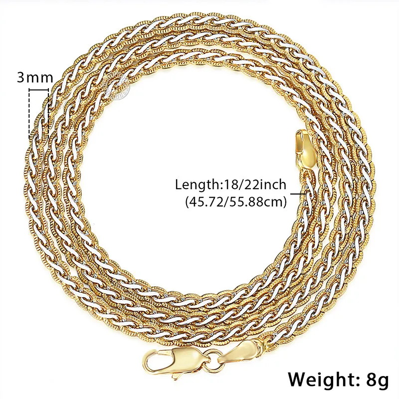 Ожерелье с цепочкой из звеньев пшеницы 3/4 мм 45 60 см|women necklace|necklace goldwomen necklace gold |