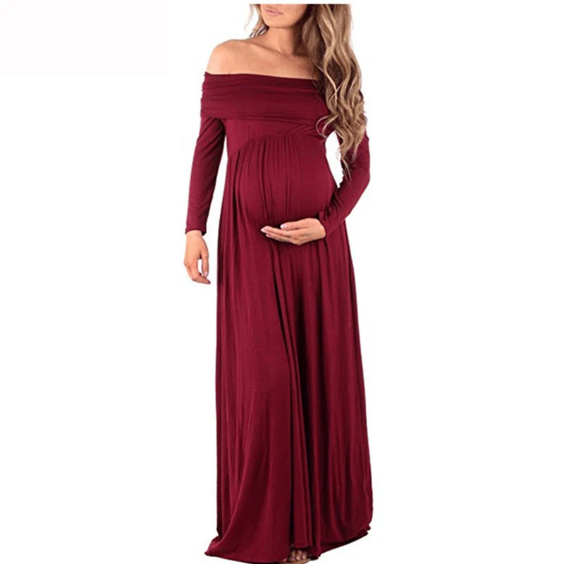 Teenster Maternity Dresses Milk Fiber Pregnancy Dress Shoulderless