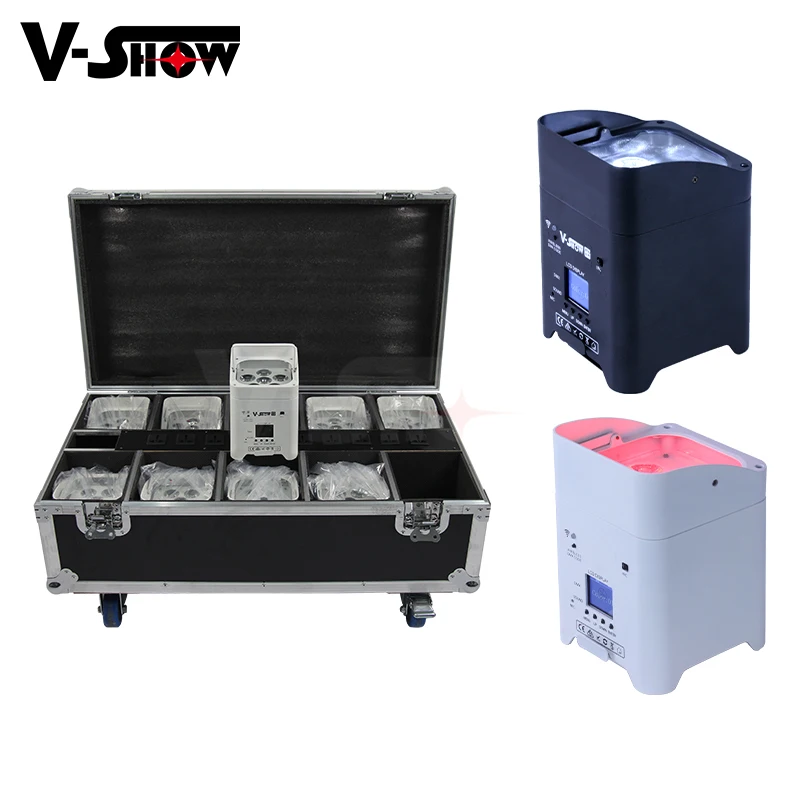 

10pcs With Case Battery Wireless DMX Wifi Remote Control Led Wedding Uplight 6x18w RGBWAUV 6in1 Dj Par Light For Church Events