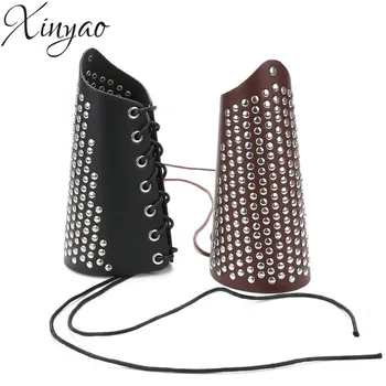 

XINYAO Punk Goth Rivets Bandage Gauntlet Bracelet Wristband Leather Vintage Wristband for Men Women Halloween Gifts