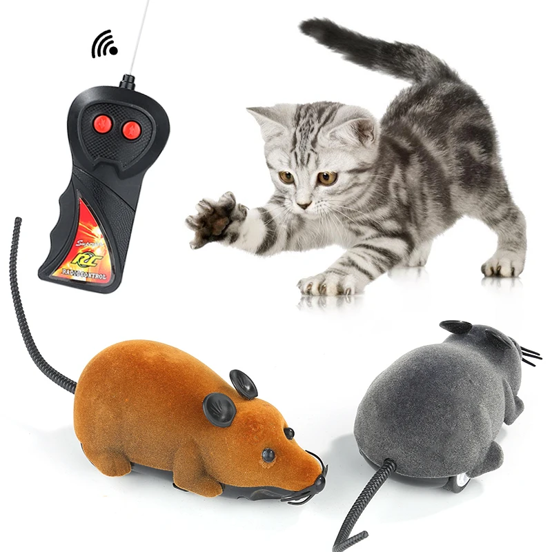 New 8 Colors Cat Toys Remote Control Wireless Simulation Plush Mouse RC Electronic Rat Mouse Mice Toy For Pet Cat Toy Mouse