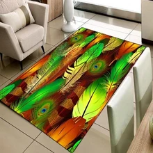 Else Оранжевый Зеленый Желтый Коричневый птица перья 3d принт нескользящие микрофибры гостиной декоративные современные моющиеся области коврик