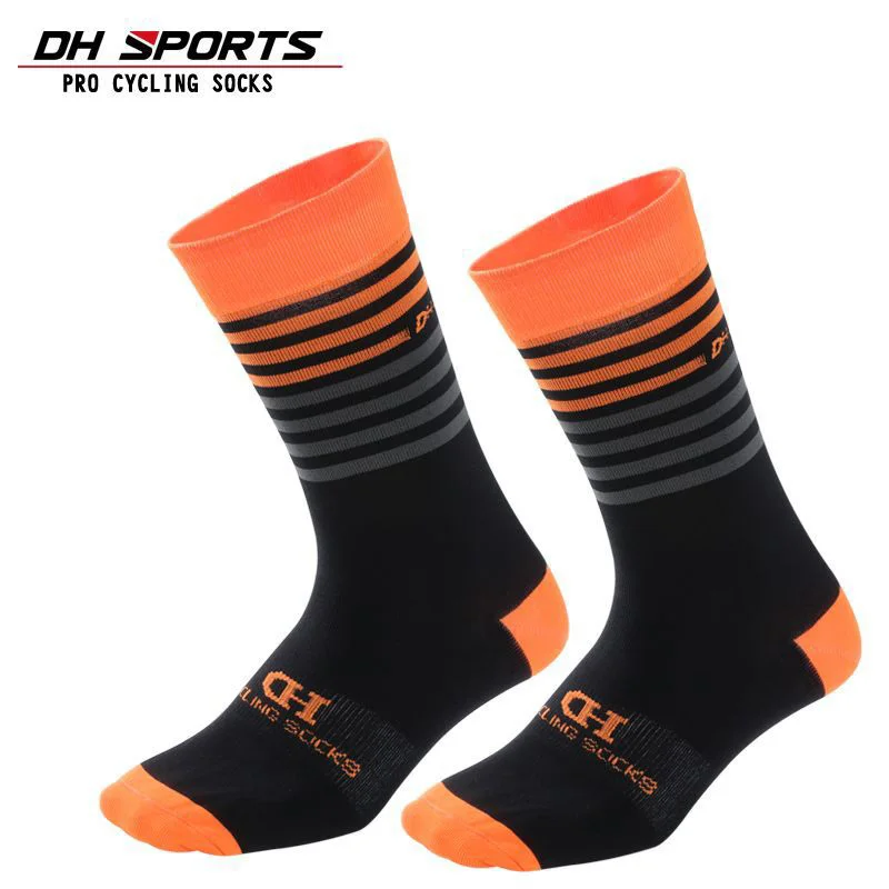 

1 Pair Professional Brand Cycling Socks Unisex High Quality Anti-sweat Sports Bicycle Socks Colorful Stripe Outdoor Bike Socks