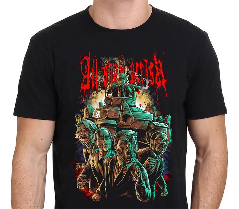 

Military T Shirts Crew Neck Men Short Graphic All Shall Perish Political Rundown Tees