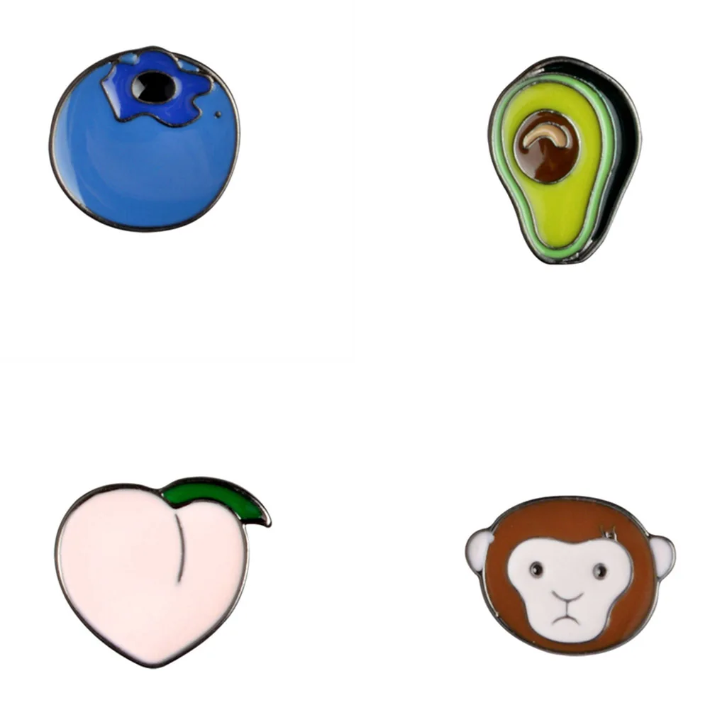 1pc Cute Cartoon Animal & Avocado Monkey Peach Blueberry Metal Lapel Pins Hard Enamel Pin Cute Badge Fashion jewelry Brooch
