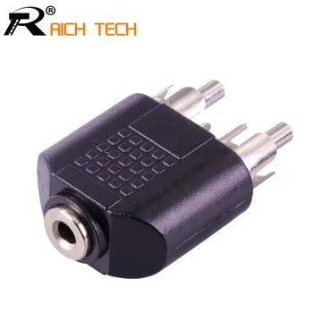 

3Pcs MONO Jack 3.5mm Female Socket Connector to 2xRCA Plug Adapter wholesale Audio Accessories parts
