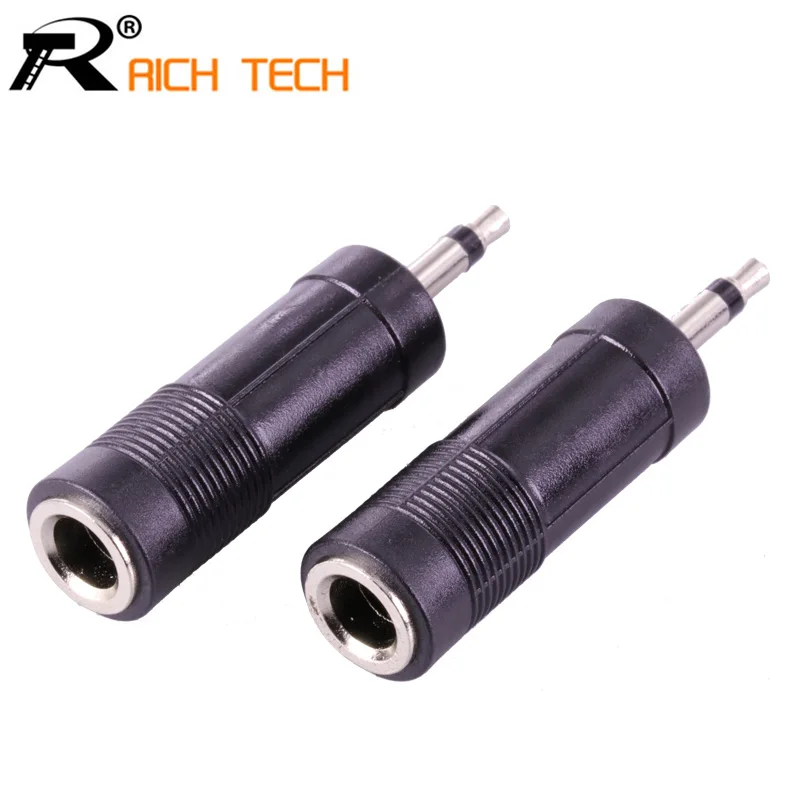 

10Pcs/lot Jack 6.3 to Plug 3.5 Adapter Nickle Speaker Plug 3.5mm MONO Plug High quality Plastic Audio Connector