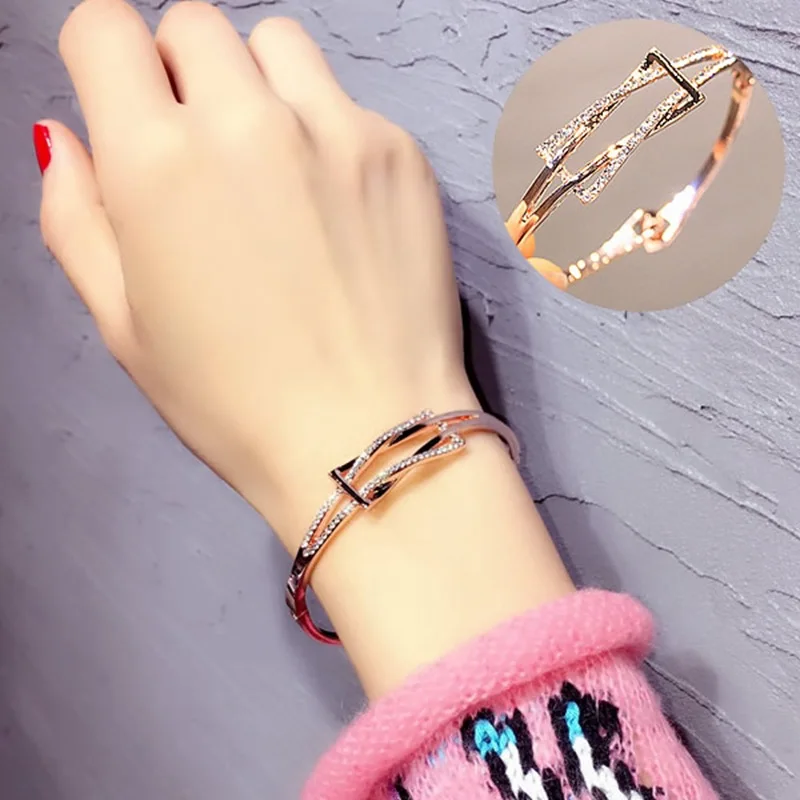 High Quality Bling Crystal Cuff Bracelets& Bangles for Women Fashion Luxury Brand Bracelet Pulseira Feminina Valentine's Gift