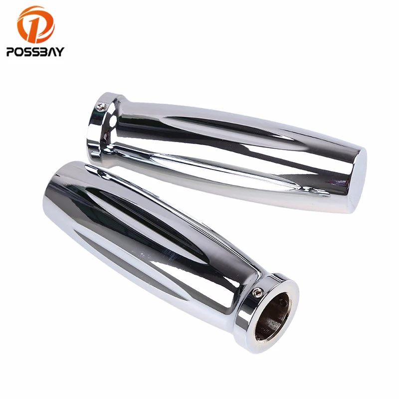 

POSSBAY Motocross Hand Grips 7/8" Handle Bar Silver Motorcycle Cafe Racer Hand Grips fit for Honda Yamaha Suzuki Harley BMW