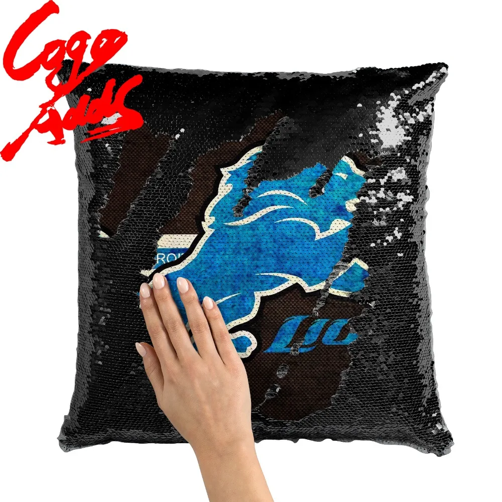 

Detroit Lions decorative throw pillows reversible mermaid sequin pillow case cover dropshipping