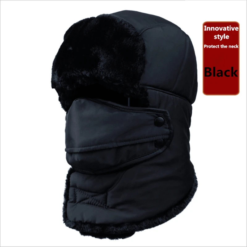 bomber crew beanie hat with full face covering 2019 new popular Bomber Hats men's winter hat with ear flaps outdoor cold warm skiing men winter hat warm hat earmuffs and mask thermal aviator bomber winter hat
