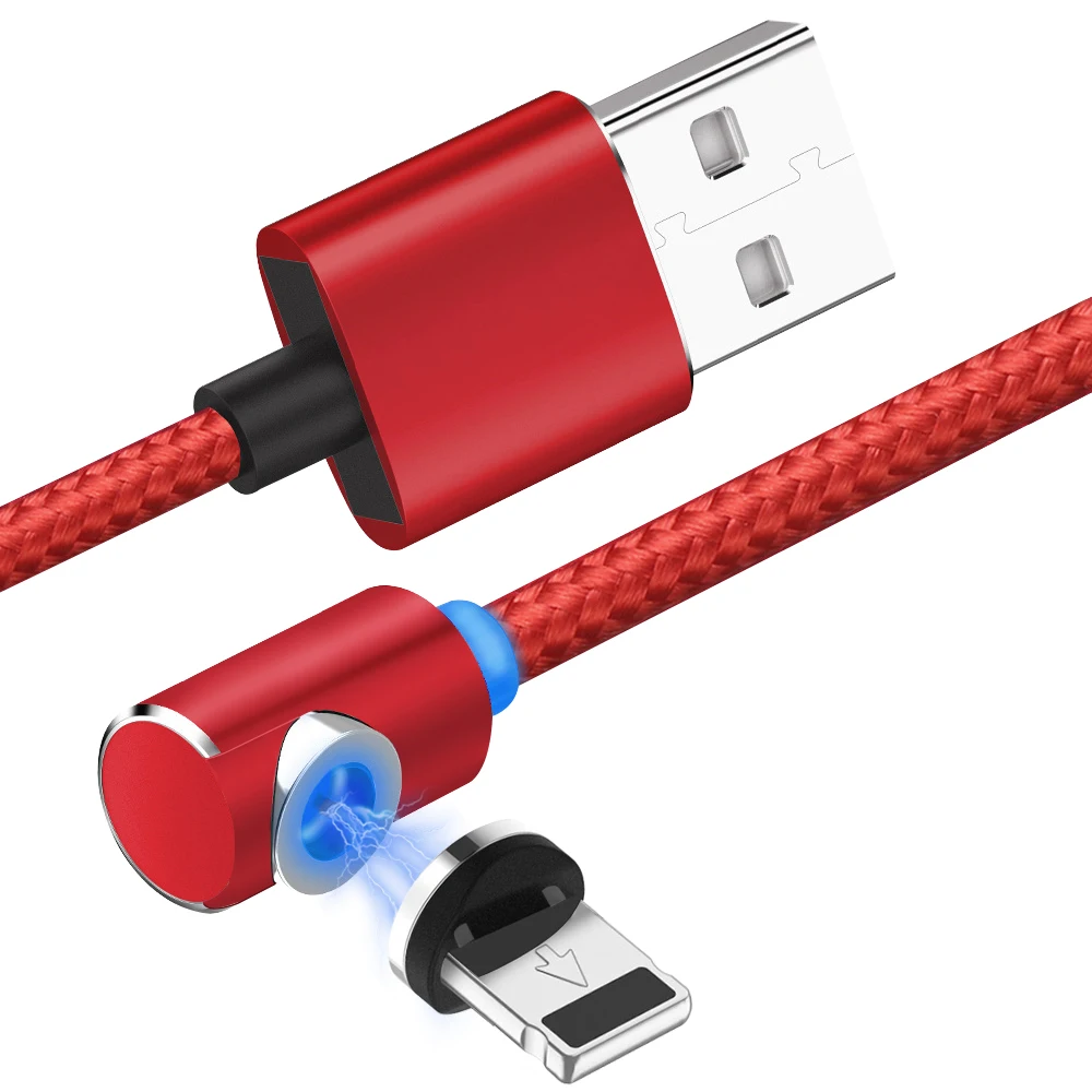 НИСИ 90 градусов l-образный круглый светодиодный USB C Магнитный кабель Micro USB/8Pin IOS TypeC 360 зарядный кабельный провод для iPhone X XR samsung