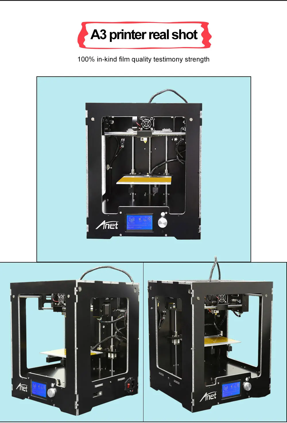 Anet 3d принтер A3s собранные 3D печатные машины экстремально Высокая точность 3d принтер машины с большим размером сборки 150*150*150 мм
