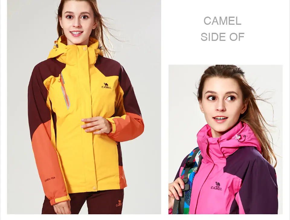 CAMEL Женская ветровка 3 в 1, Женская водонепроницаемая ветрозащитная куртка для альпинизма, кемпинга, походов, походов, рыбалки