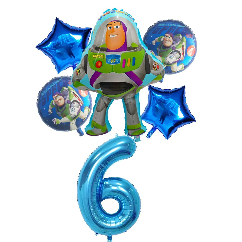 6 шт./компл. игрушка воздушные шары с Баззом лайтером с персонажами из мультфильмов из фольги гелиевый 30 дюймов номер синие шары история с днем рождения воздушные шары - Цвет: Светло-зеленый