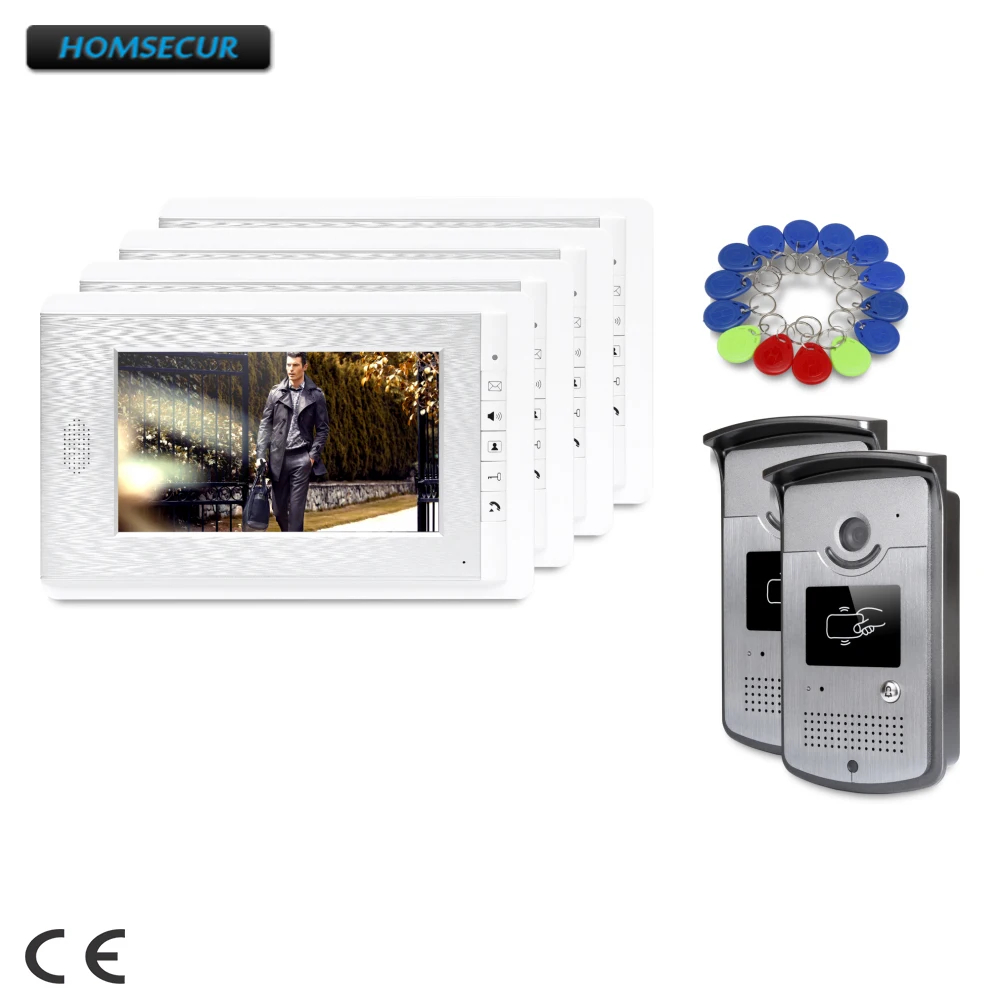 

HOMSECUR 7" Video Door Intercom System with Keyfobs Unlocking Camera for Home Security XC001+XM708-S