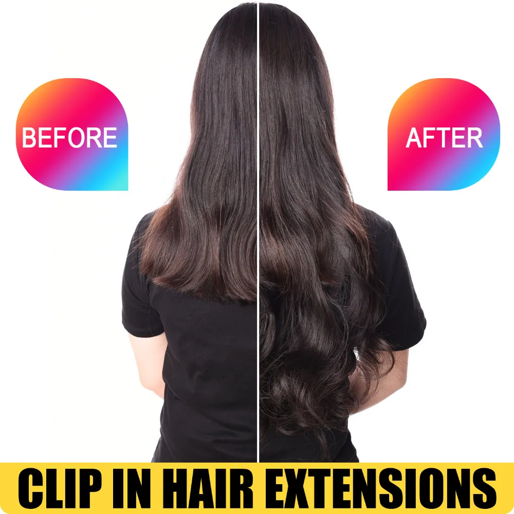 Hair Extensions DinDong Synthetic Clip in Hair Extensions Wavy 24 inch 190G Premium Heat Resistant Hair 613# Blonde Brown 19 Colors Available