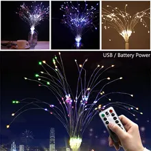 120 светодиодный s серебряной проволоки фейерверк светодиодный свет шнура удаленного Управление висит фея строки лампы для рождественской вечеринки бутылки украшения огни