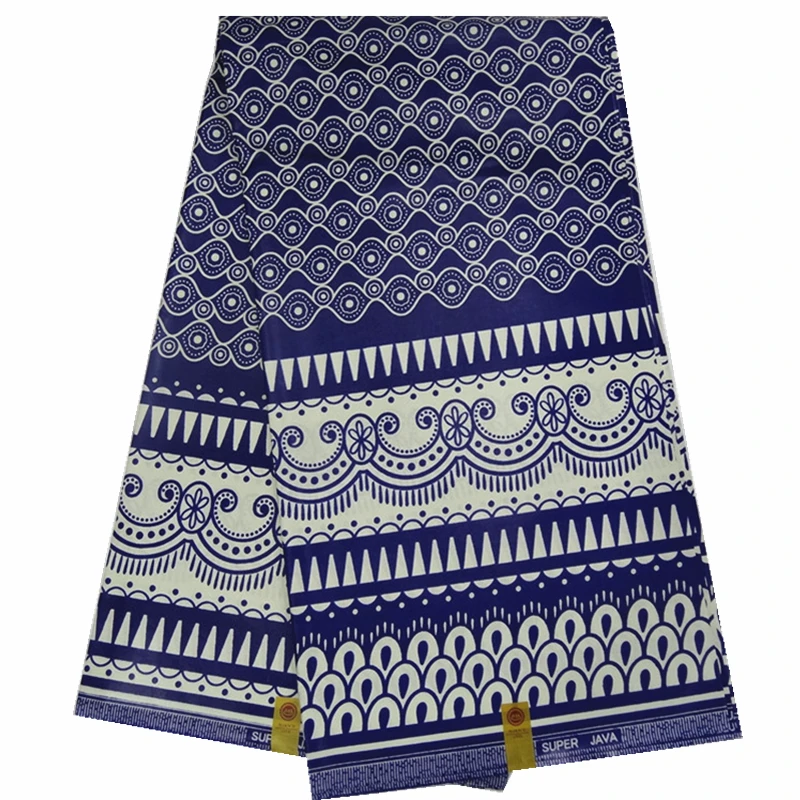 

New arrival ankara fabric african real wax print blue african wax fabric 6 yards wax for garment