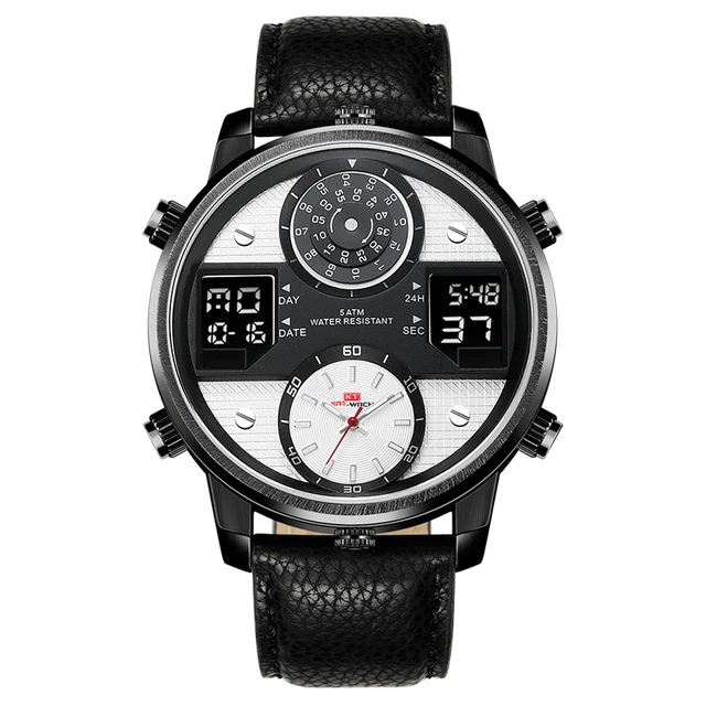 Роскошные мужские наручные часы 5ATM водостойкий мужской s Топ люксовый бренд военные спортивные кожаные мужские спортивные наручные часы Relogio Masculino - Цвет: Белый