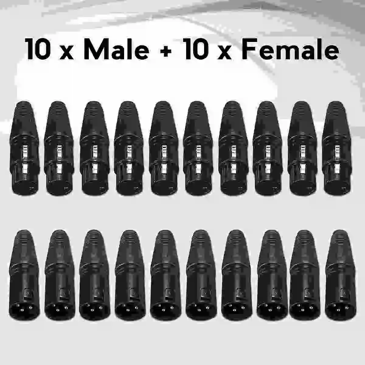 

Brand NEW 10 Pair 3 Pin Male Female Black Audio XLR Cable Connector Male Plug+Female jack HOT