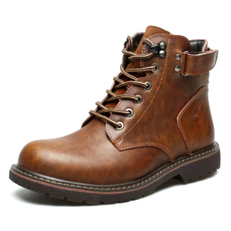 

Autumn Martin Booties Man Cowboy Boots Men Ankle Boots Military Army Leather Boots Boy Flat Platform Shoes Work Safety Shoes
