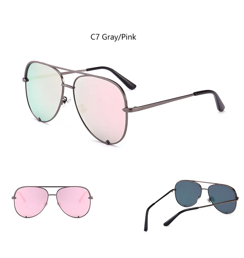 Черные мини солнцезащитные очки люксовый бренд Женская мода зеркальные розовые очки Пилот Стиль Взрослые Девушки Солнцезащитные очки градиент UV400