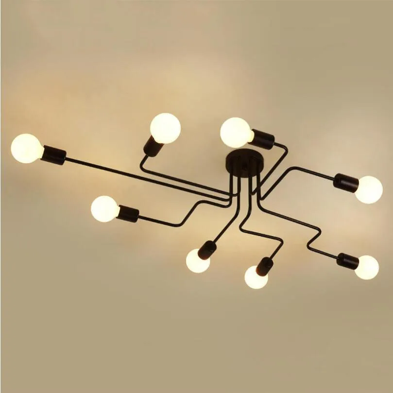  Retro Loft Nordic Pipe Wrought Iron Ceiling Lights Ceiling Lamp for Living Room Bedroom Vintage Cei - 32949952096