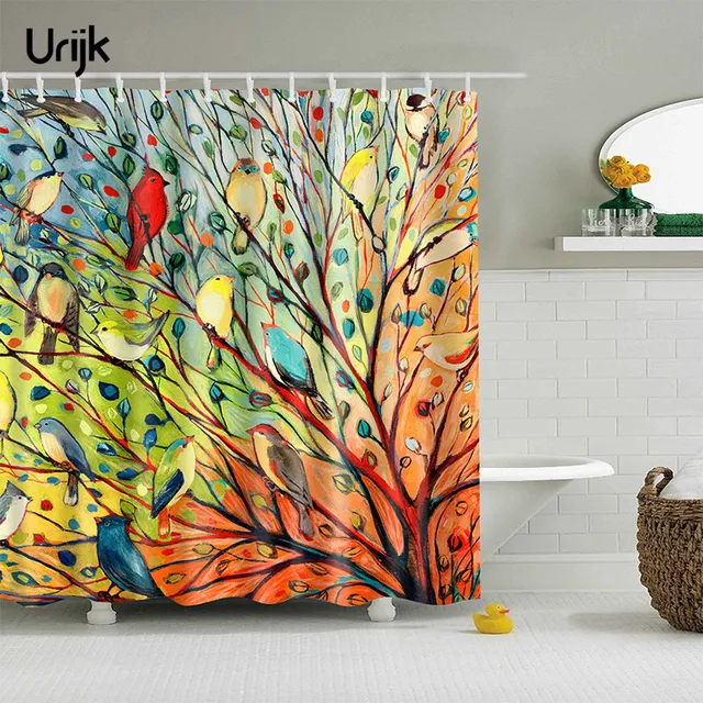 urijk 1pc colorful bathroom curtain cute birds tree printing home shower curtain for bath waterproof mildewproof - Colorful Shower Curtains urijk 1pc colorful bathroom curtain cute birds tree printing home shower curtain for bath waterproof mildewproof - Colorful Shower Curtains